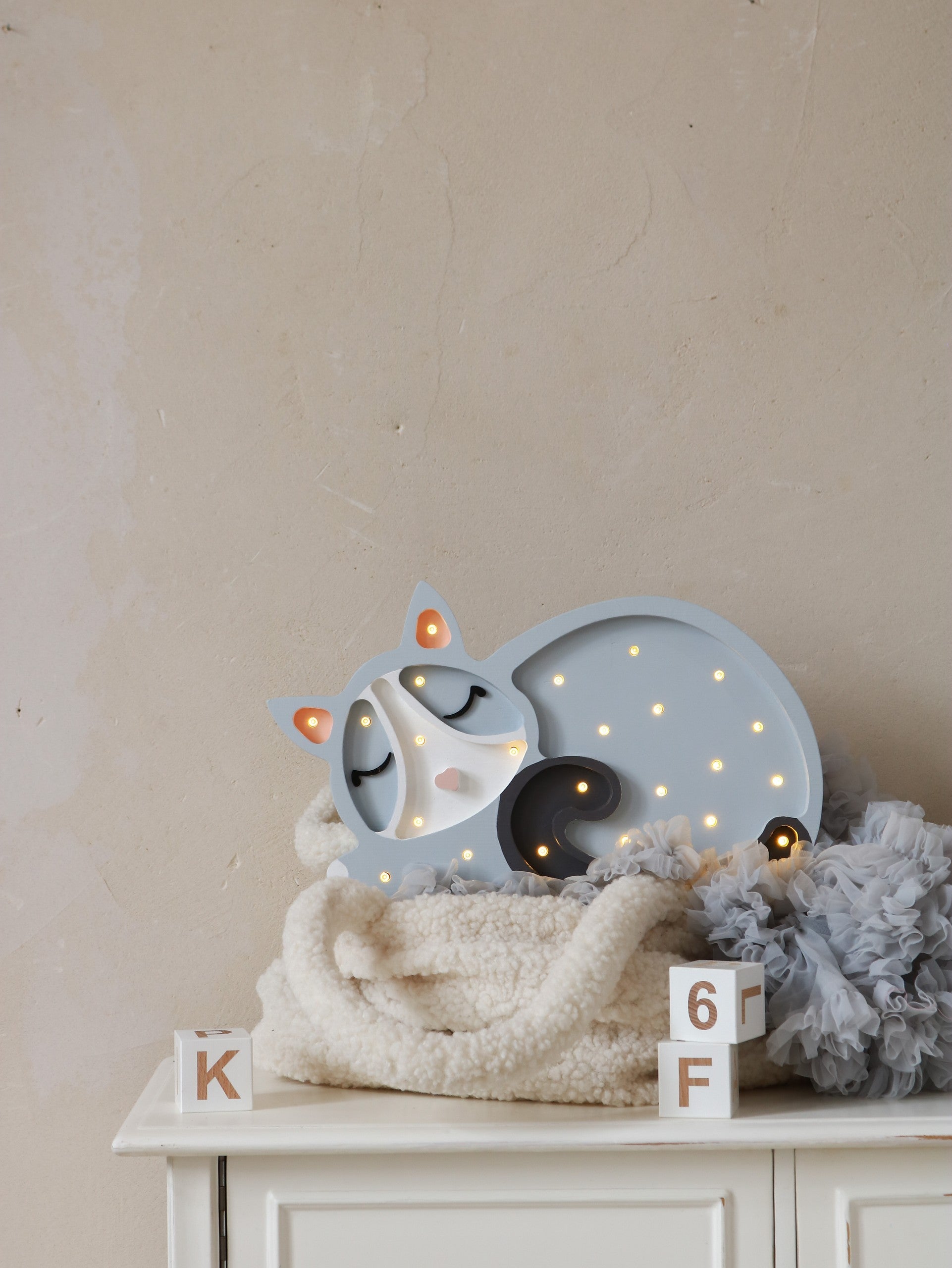 Cat Lamp for Children Room with Warm Night Light