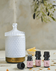Geo Cut Glass Aroma Diffuser with Live Calm Essential Oil Set