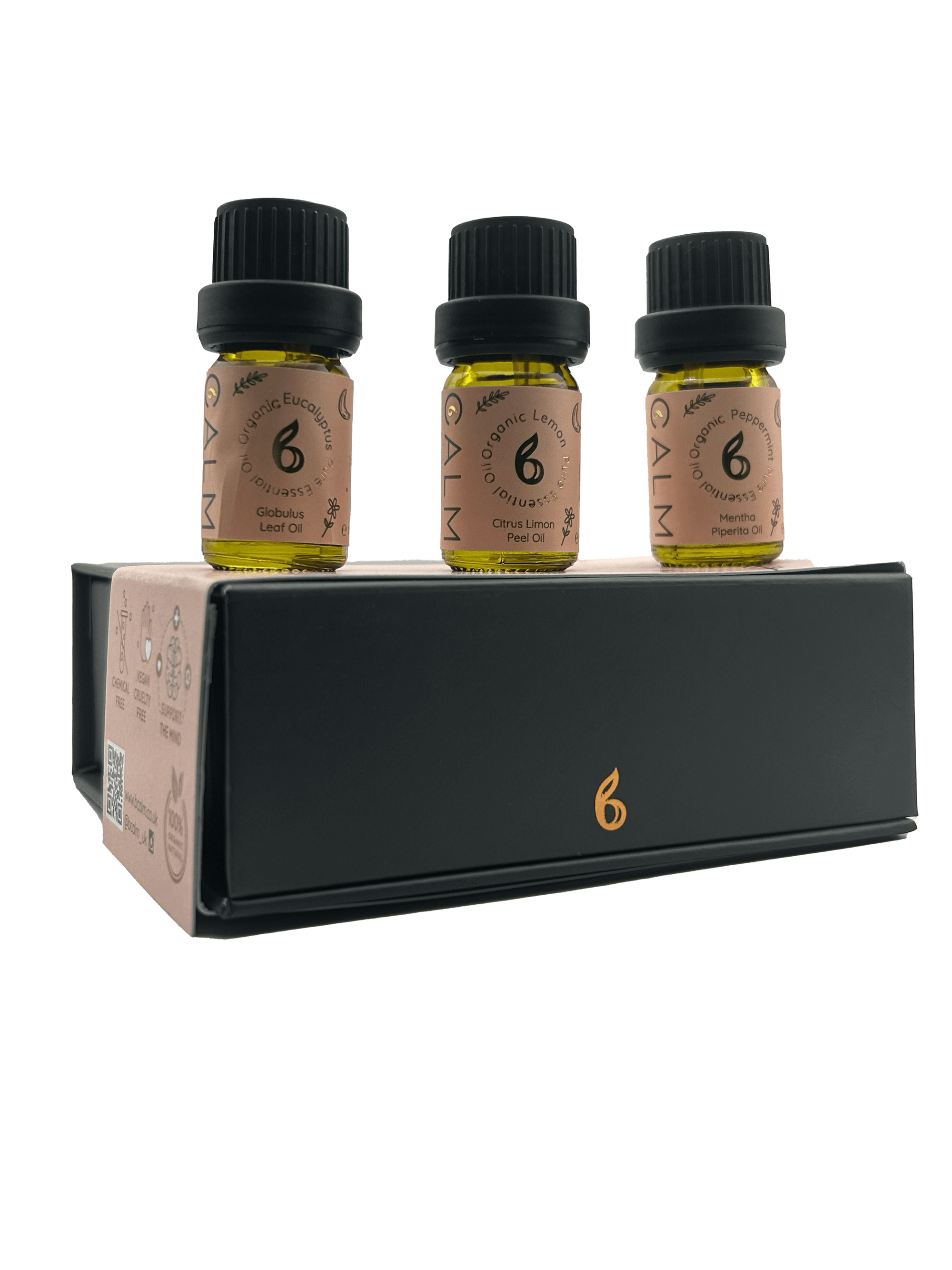 Live Calm Essential Oil Set with Peppermint, Lemon and Eucalyptus