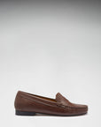 Women's Penny Loafers Leather Sole, brown leather