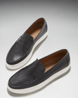 Slip-on Sneaker Loafers, black leather