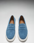 Slip-on Sneaker Loafers, petrol blue suede