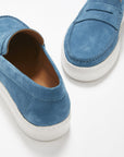 Slip-on Sneaker Loafers, petrol blue suede