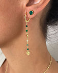 Sofia Small Hoop Nugget Earrings in Green Hydro and Jade