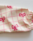 Long Sleeved Baby Bib - Pink Bow