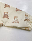 Long Sleeved Baby Bib - Teddy Bear Print