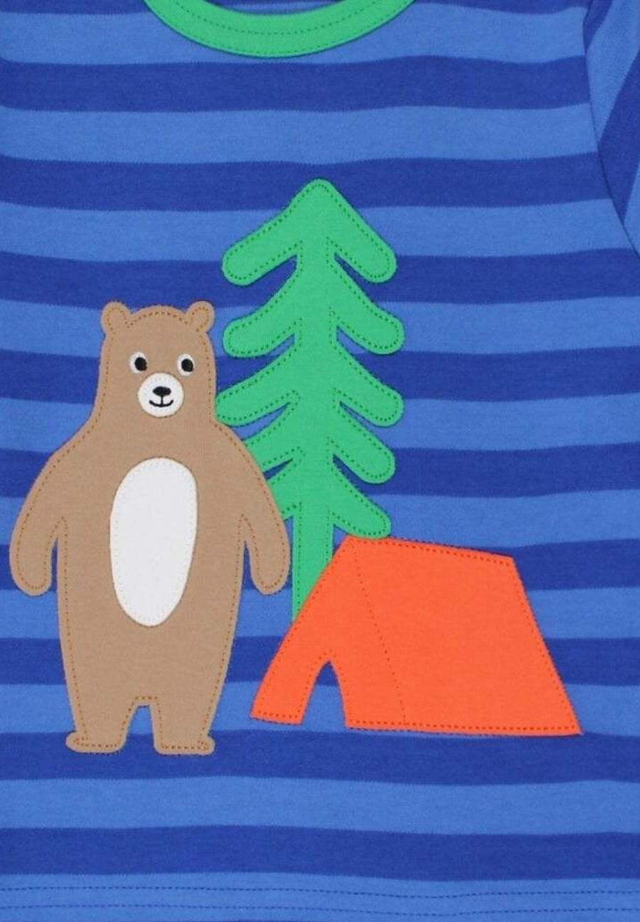 Friendly Camping Bear Striped Organic Cotton Long Sleeve Shirt for Kids, Soft and Cozy All-Season Wear by Toby Tiger at brixbailey.com