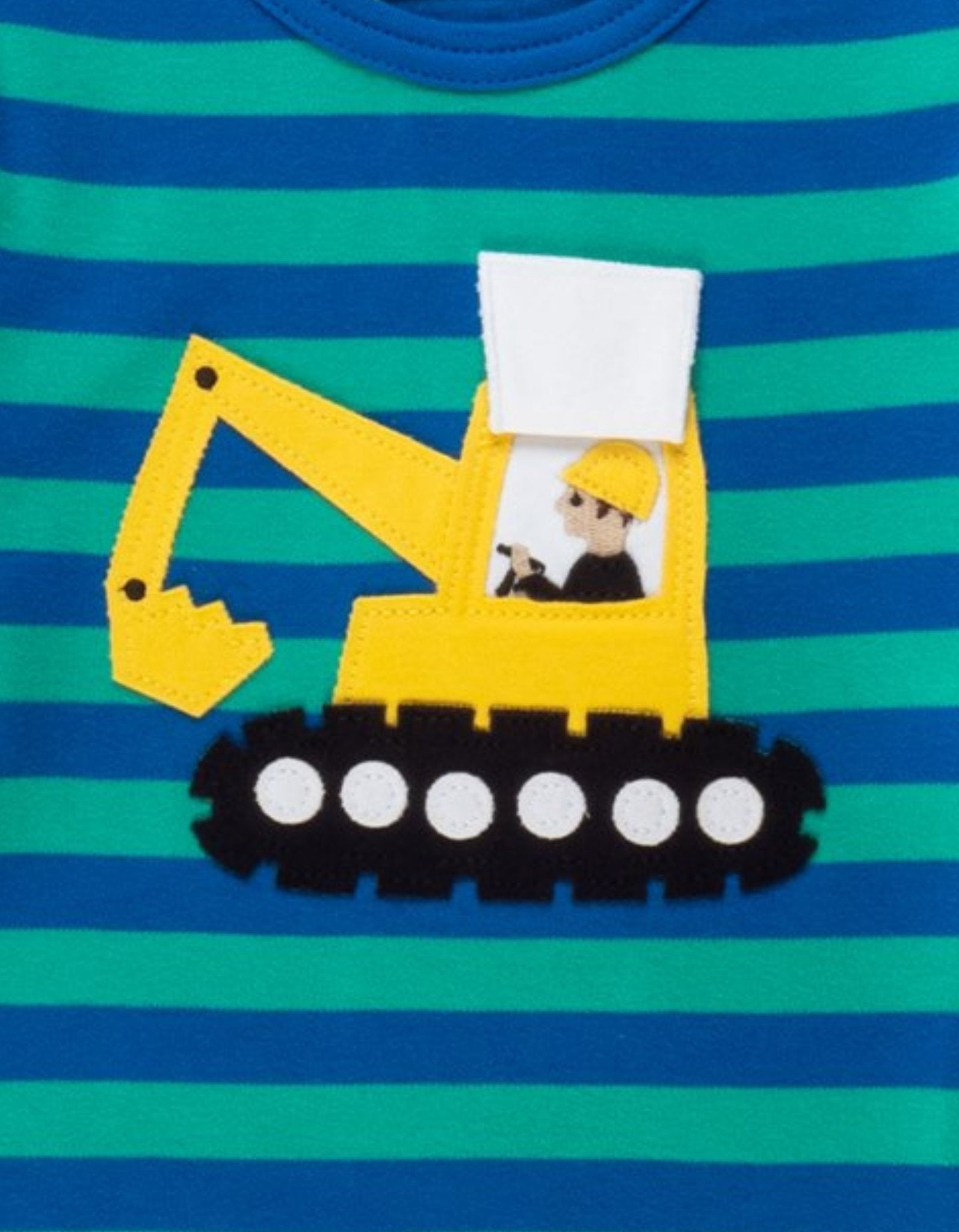 Organic Cotton Kids T-Shirt with Tractor Applique, Soft Striped Design for Mini Farmers, Eco-Friendly and Easy Dress by Toby Tiger at brixbailey.com