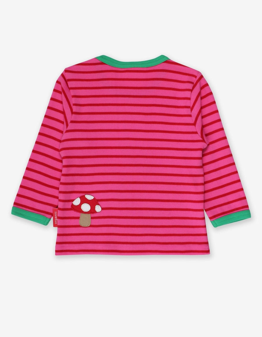 Sweet Deer Fawn with Oak Leaf and Mushroom Print Long Sleeve Baby Shirt in Soft Organic Cotton by Toby Tiger at brixbailey.com