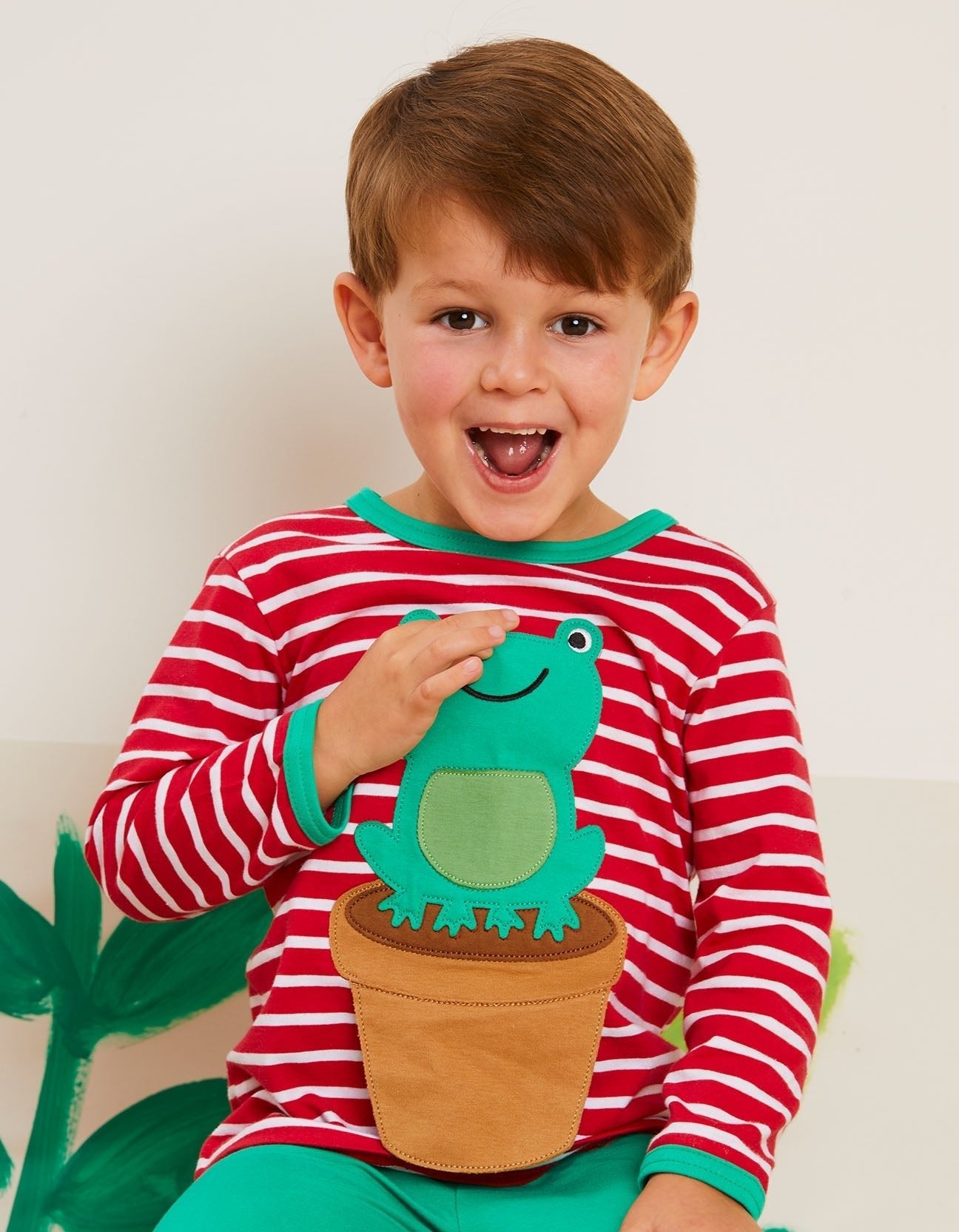 Premium Striped Organic Cotton Baby Frog Long Sleeve Shirt with Snap Buttons, Soft GOTS Certified Eco-Friendly by Toby Tiger at brixbailey.com