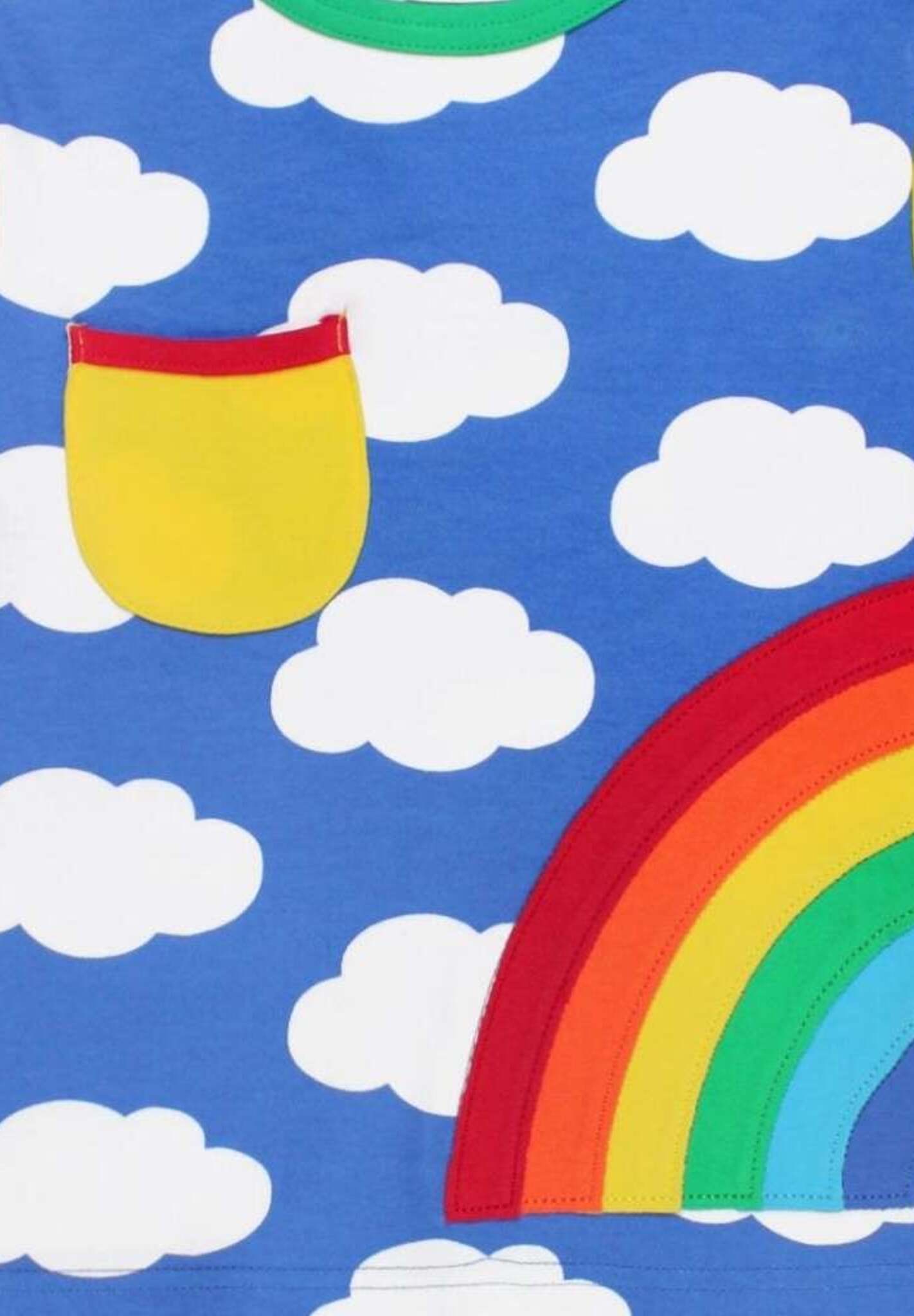 Colorful Rainbow Cloud Print Organic Cotton Long Sleeve Shirt for Kids, Soft GOTS Certified Eco-Friendly Fabric by Toby Tiger at brixbailey.com