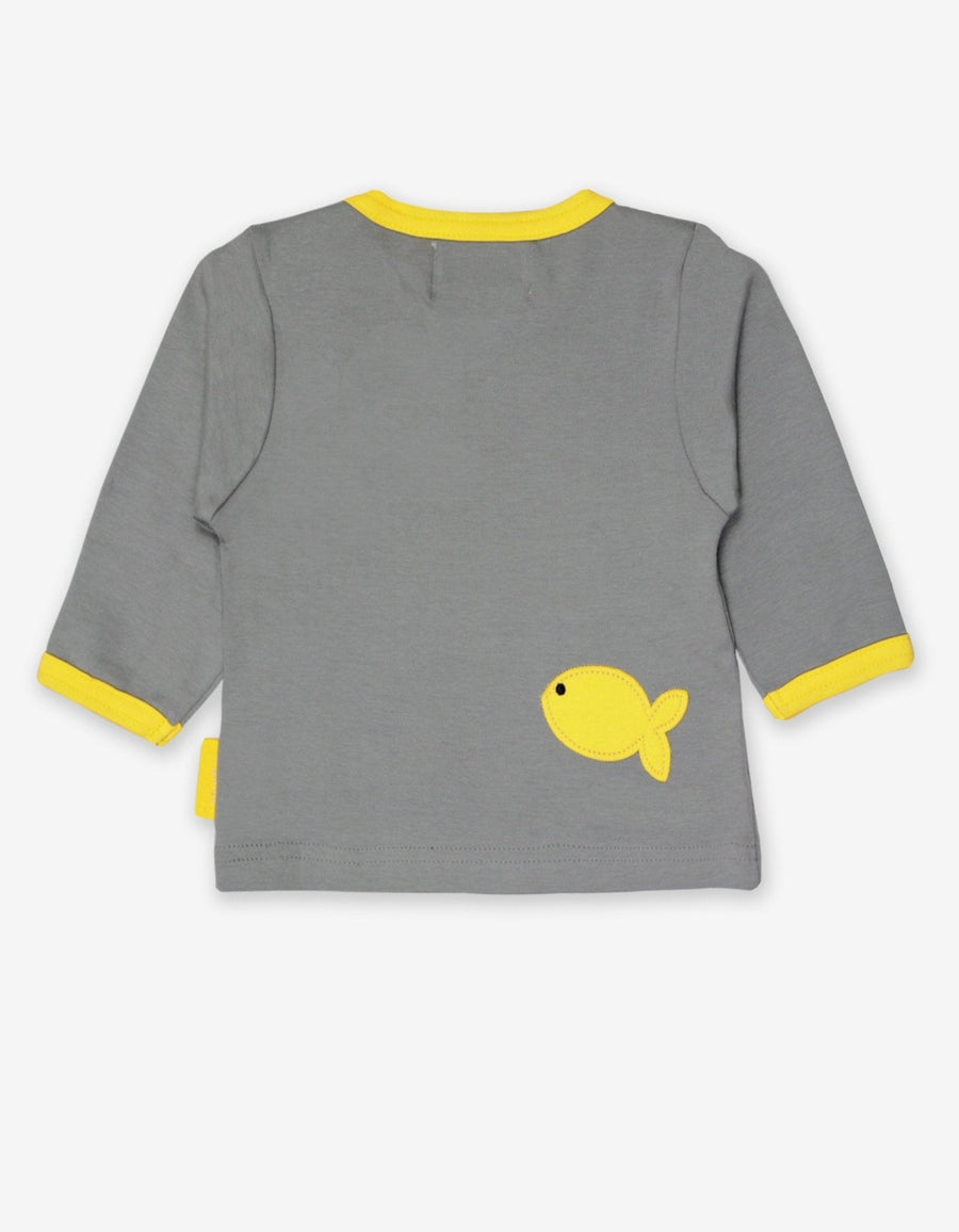 Premium organic cotton long sleeve shirt with cute penguin applique, stylish and comfortable for toddlers by Toby Tiger at brixbailey.com