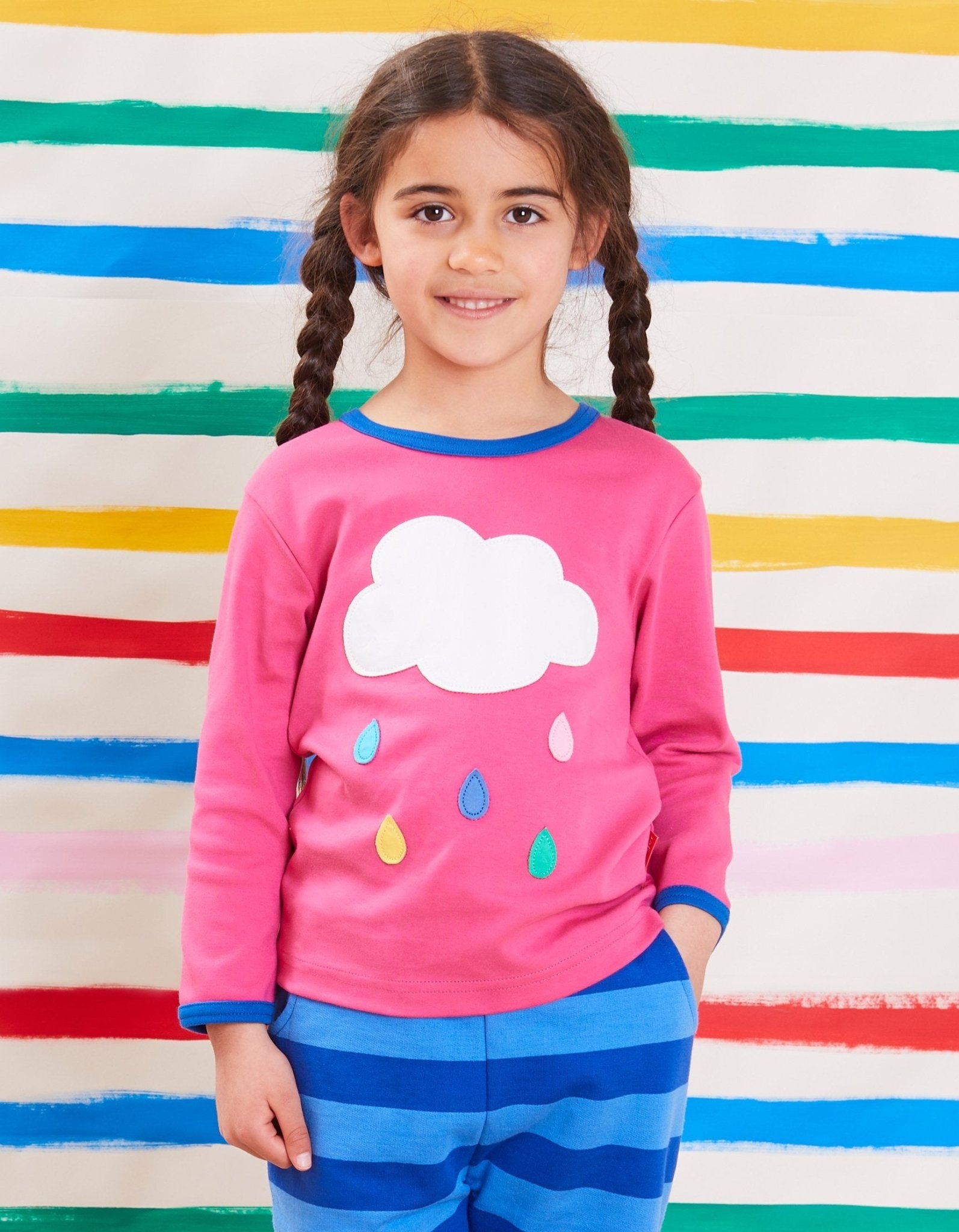 Vibrant Pink Organic Cotton Long Sleeve Baby Shirt with Snap Buttons, Sustainable and Soft GOTS Certified Top for Boys and Girls by Toby Tiger at brixbailey.com