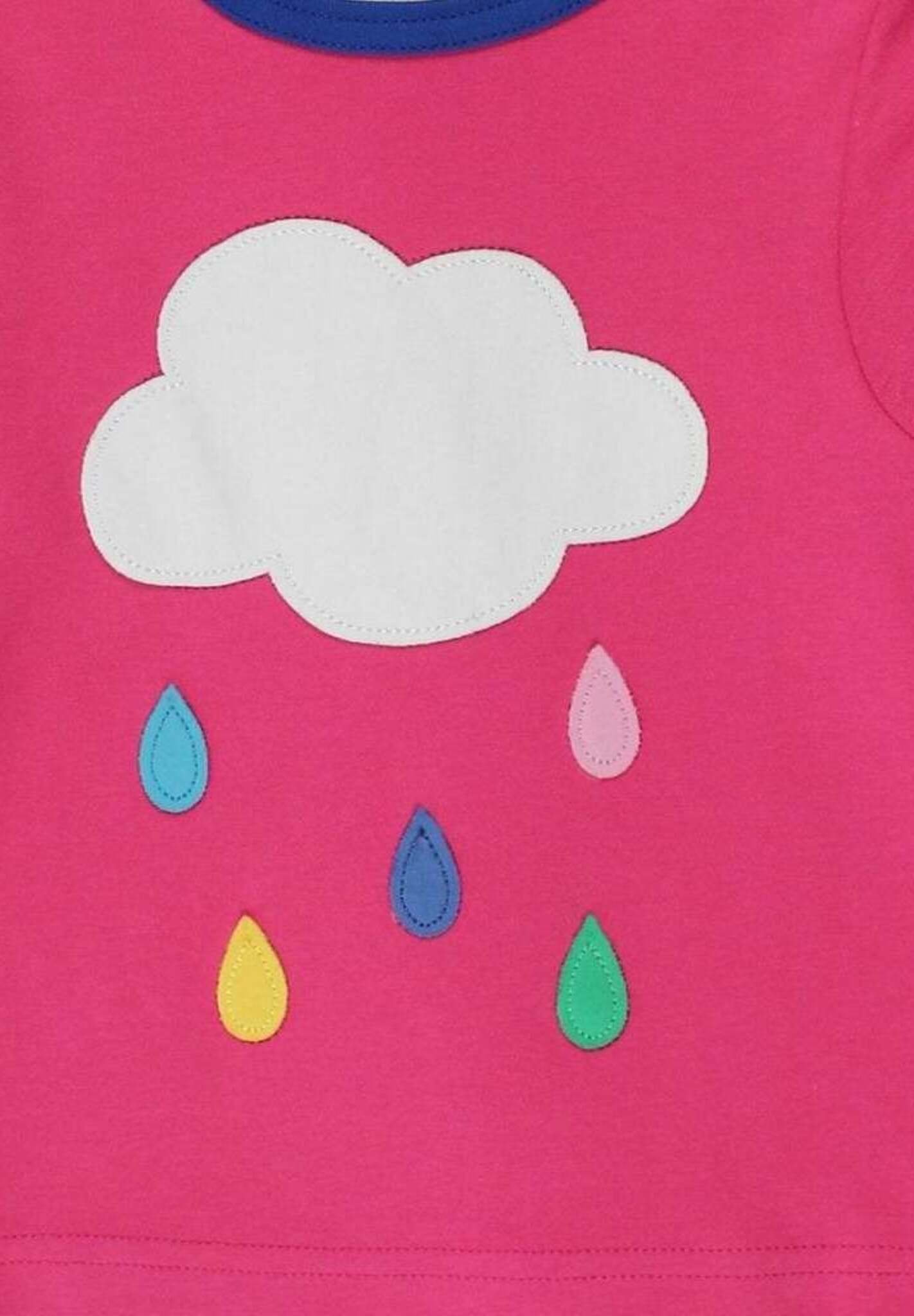 Vibrant Pink Organic Cotton Long Sleeve Baby Shirt with Snap Buttons, Sustainable and Soft Rainbow Cloud Print, GOTS Certified by Toby Tiger at brixbailey.com