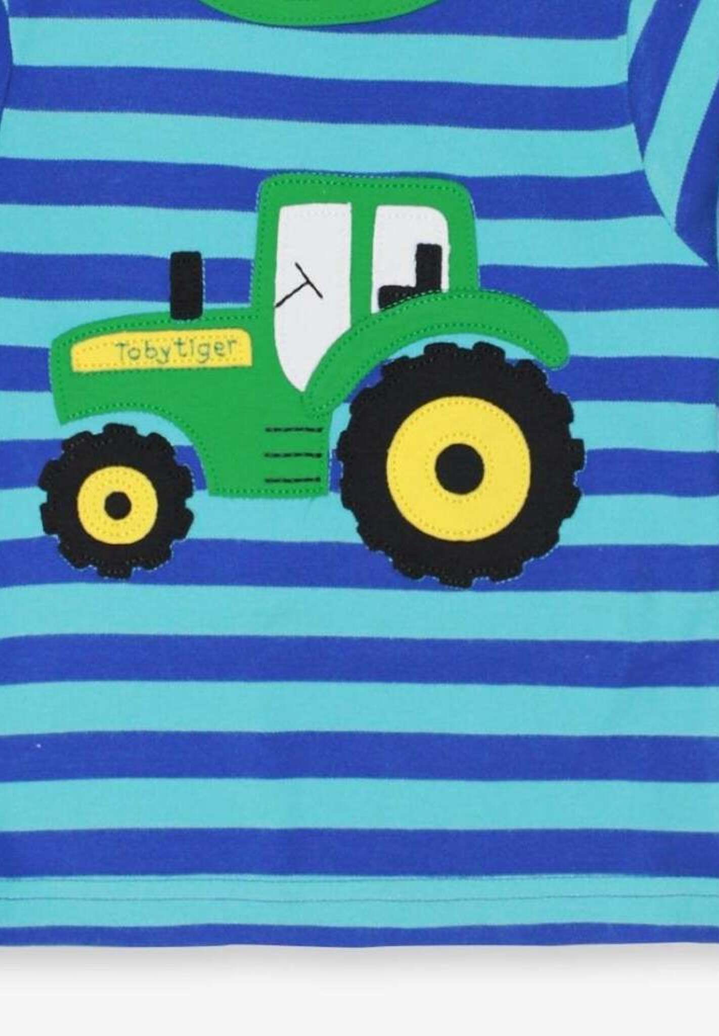 Premium Striped Long-Sleeve Organic Cotton Tractor Shirt for Kids, Soft GOTS-Certified Eco-Friendly Fabric with Snap Buttons by Toby Tiger at brixbailey.com