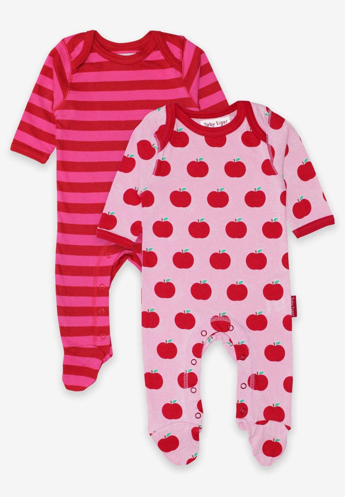 Sustainable Baby Bodysuits with Fun Apple Print - Organic Cotton, Snaps &amp; Eco-Friendly by Toby Tiger at brixbailey.com