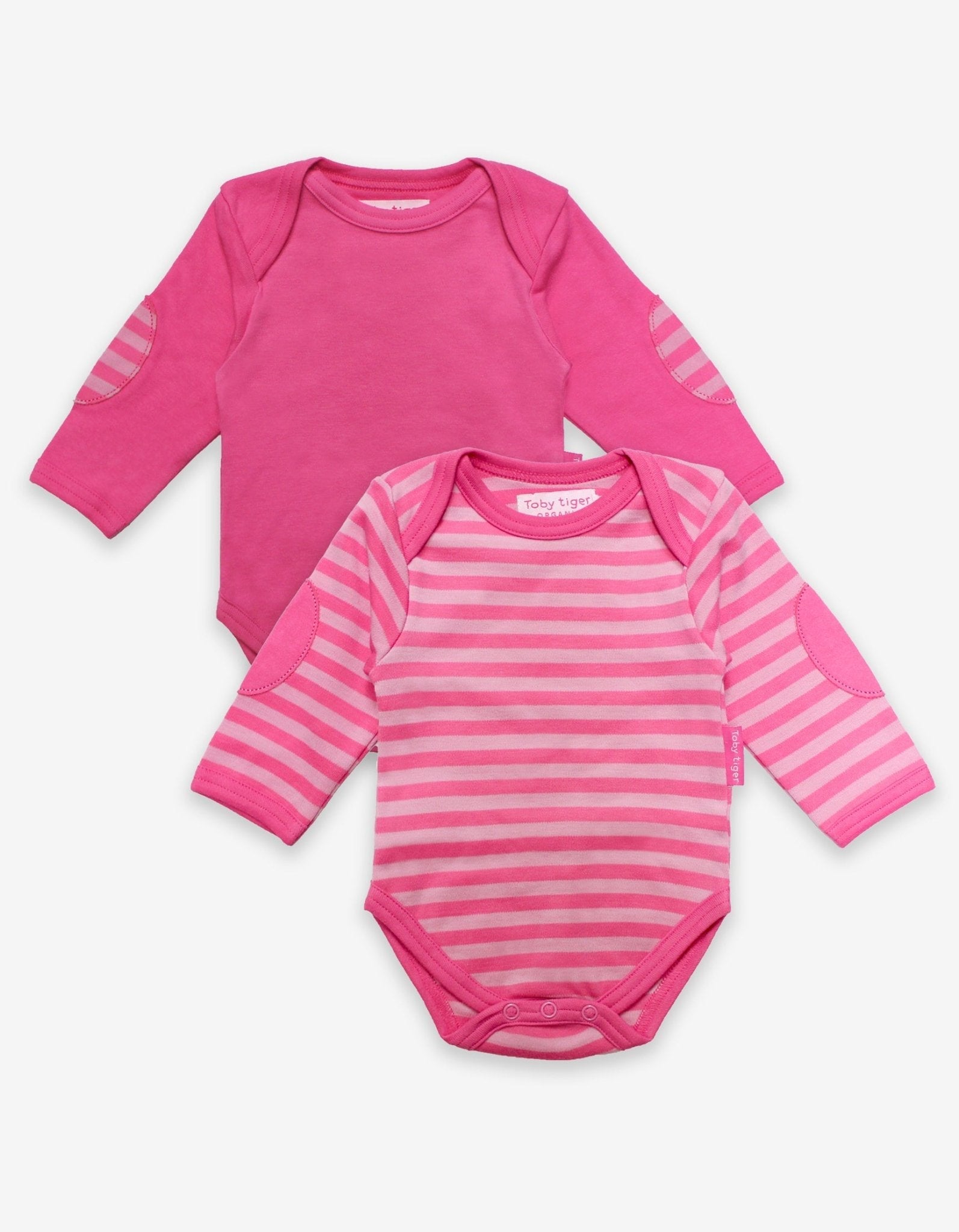 Premium Organic Cotton Long-Sleeve Baby Bodysuits in Pink, Soft & Eco-Friendly, 2-Pack with Snap Buttons by Toby Tiger at brixbailey.com