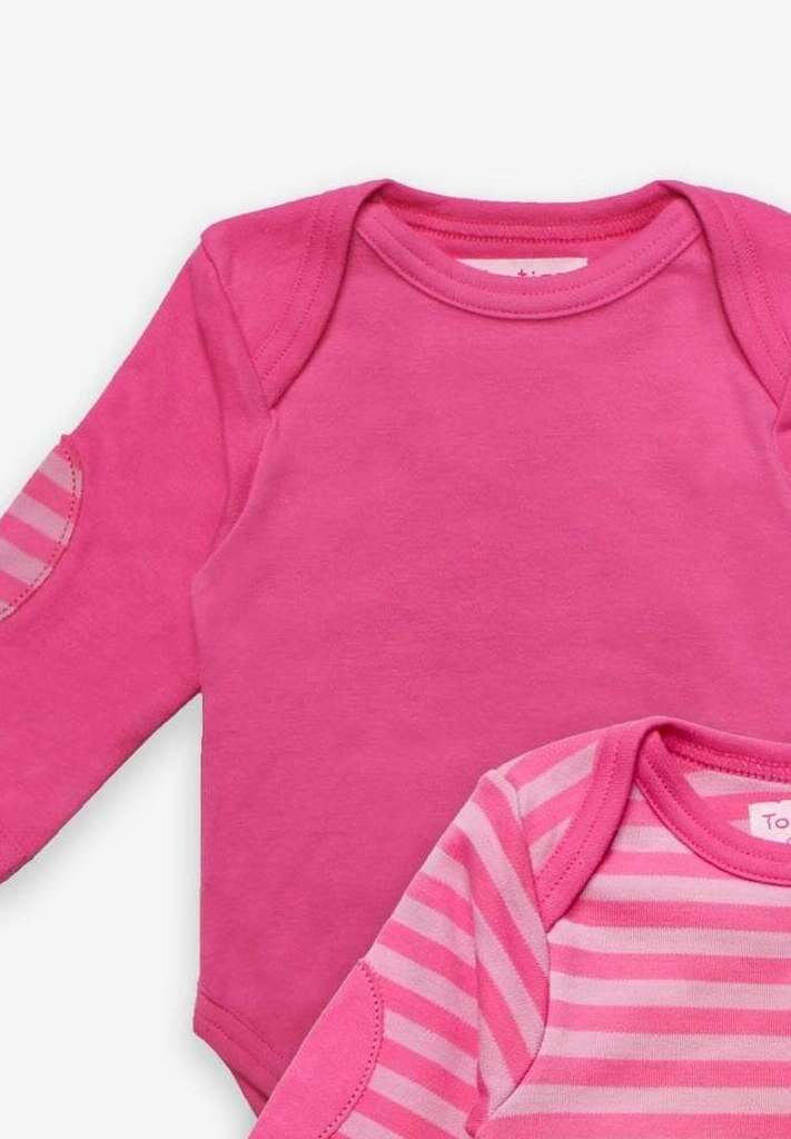 Premium Organic Cotton Long-Sleeve Baby Bodysuits in Pink, 2-Pack with Snap Buttons and Easy Neckline by Toby Tiger at brixbailey.com