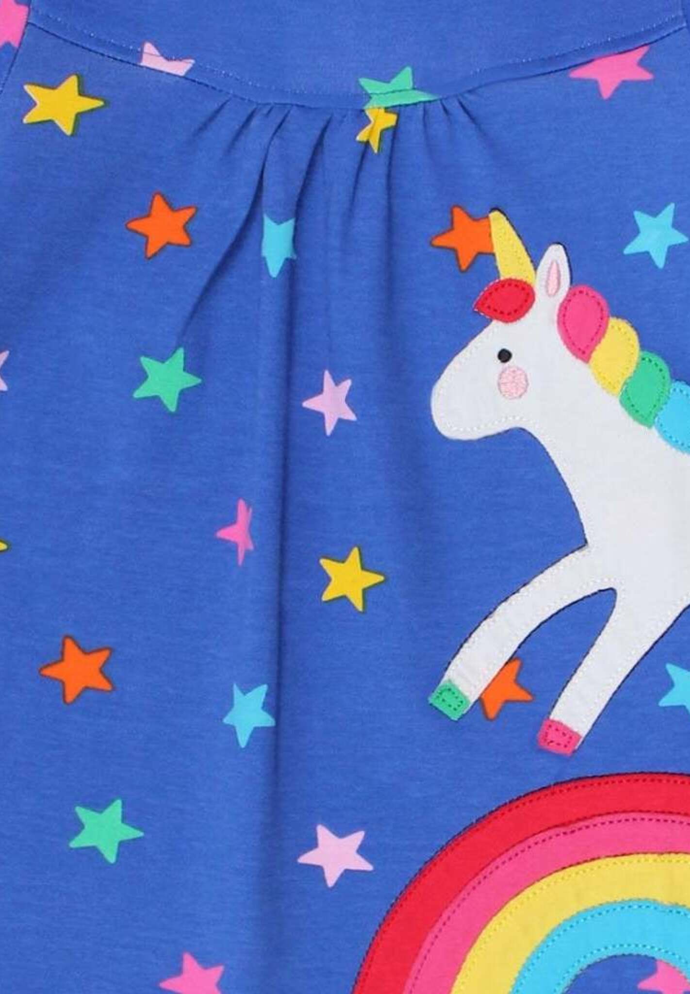 Dreamy Rainbow Unicorn and Starry Sky Organic Cotton Dress for Babies and Toddlers, Long Sleeves, Sustainable Kids Fashion by Toby Tiger at brixbailey.com