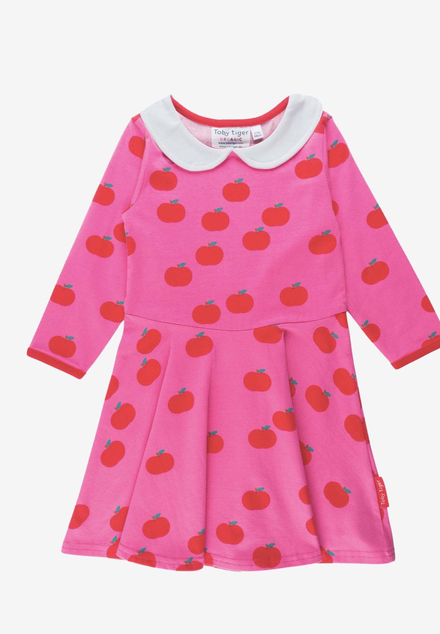 Trendy Red and Pink Color Block Organic Skater Dress for Kids with Twirl Skirt and Soft GOTS Cotton by Toby Tiger at brixbailey.com