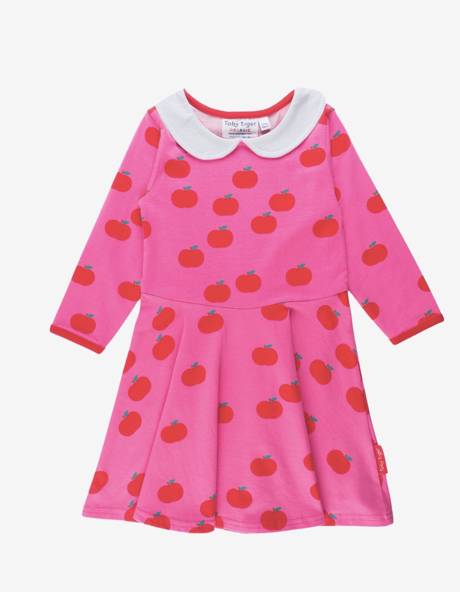 Stylish Red and Pink Color Block Organic Skater Dress for Kids with Twirl Skirt and Soft GOTS-Certified Cotton by Toby Tiger at brixbailey.com