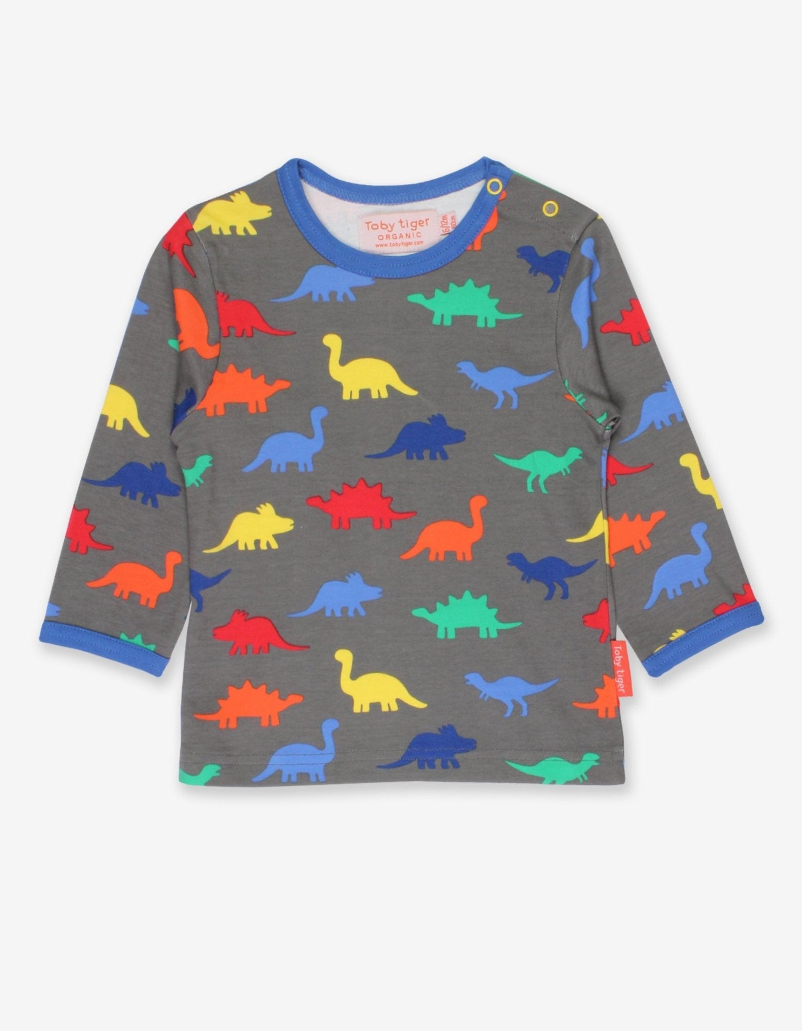 Soft Organic Cotton Long Sleeve Dino Shirt for Kids with Snap Buttons, Eco-Friendly and Machine Washable by Toby Tiger at brixbailey.com