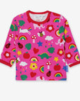 Premium long sleeve baby shirt with colorful dinosaur unicorn elephant print, organic cotton, GOTS certified, snap button closure by Toby Tiger at brixbailey.com
