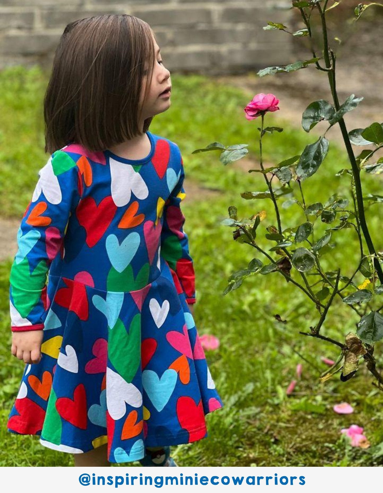 Colorful Organic Skater Dress with Hand-Drawn Heart Print, Super Soft GOTS-Certified Cotton, Toby Tiger Kids Outfit by Toby Tiger at brixbailey.com