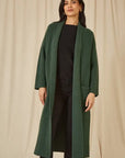 Yumi Green Knitted Maxi Cardigan With Pockets