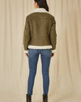Yumi Green Faux Suede And Shearling Biker Jacket
