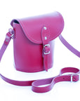 Handmade Leather Barrel Bag - Magenta