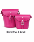 Handmade Leather Barrel Bag - Magenta
