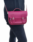 Leather Midi Satchel - Magenta