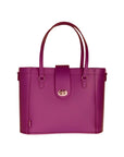 Leather Mini Twist Lock Shopper Bag - Magenta