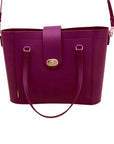 Leather Mini Twist Lock Shopper Bag - Magenta