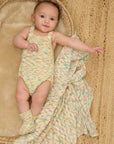 Organic Cotton Space-Dye Knitted Baby Bubble Romper