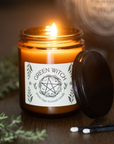 Green Witch White Sage Amber Glass Candle