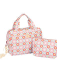 Red Floral Make Up Bag Set of Two