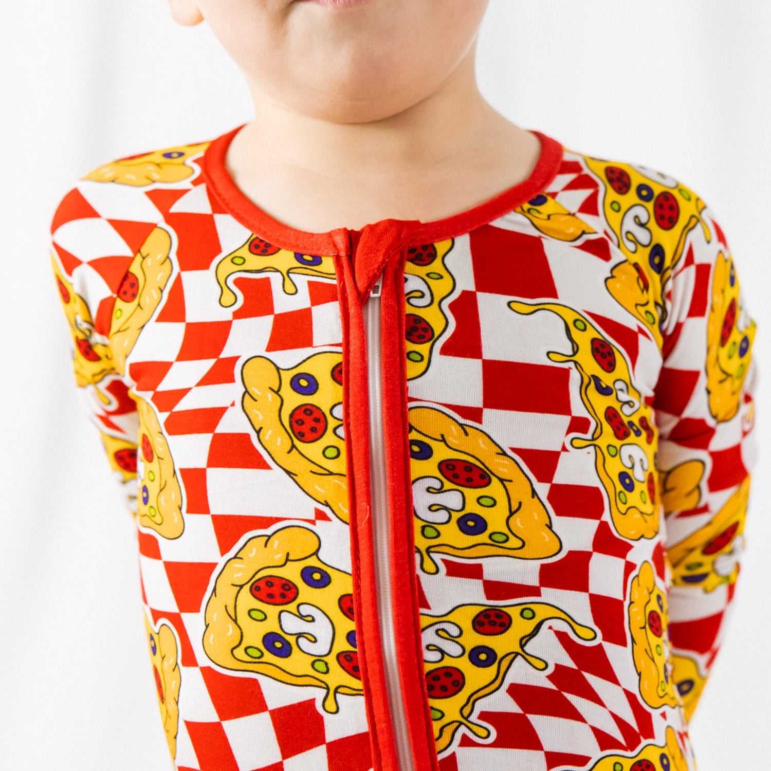 Stylish Pizza Print Bamboo Zip Onesie - Soft & Stretchy Baby Sleeper by NIXX BABY at brixbailey.com