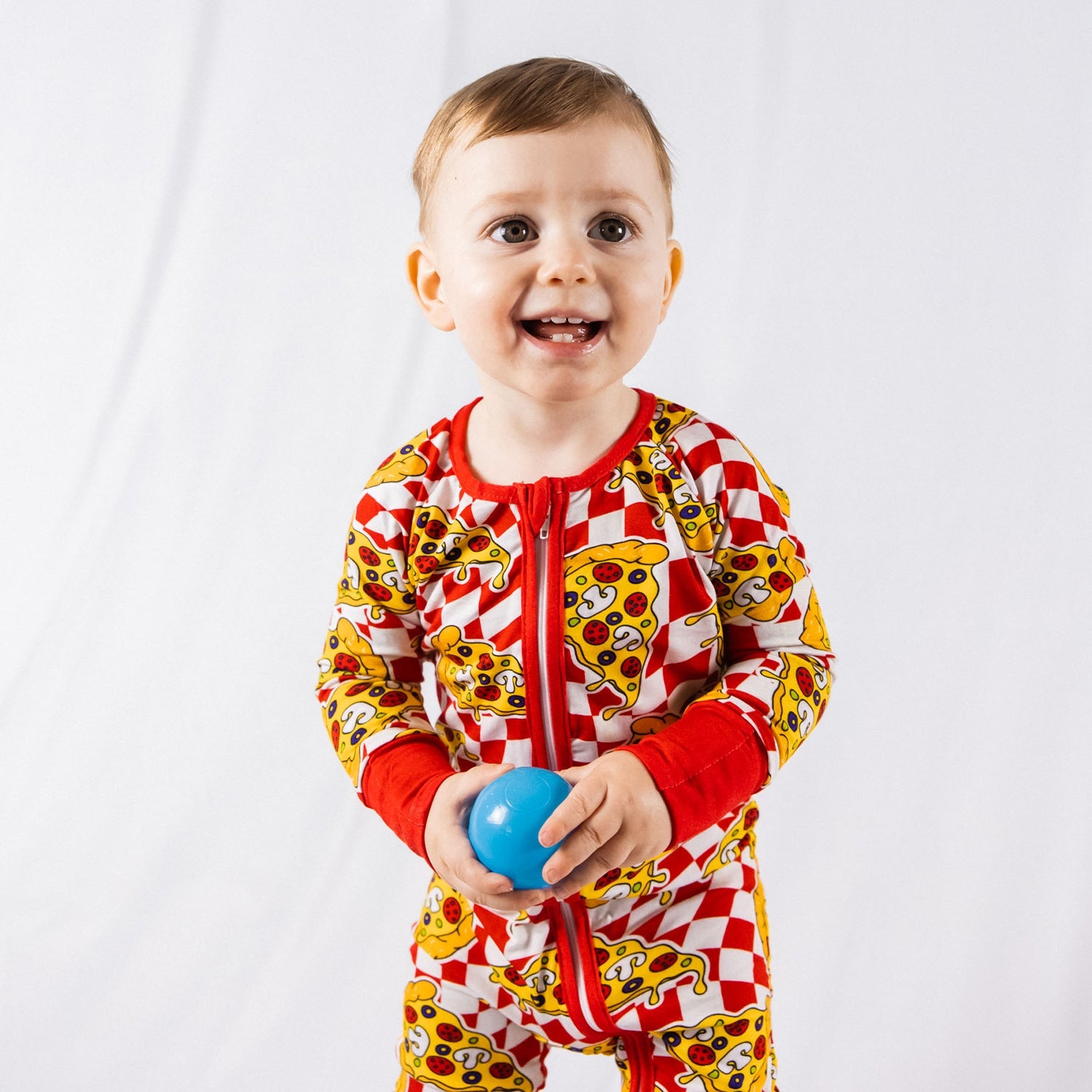 Stylish Pizza Print Bamboo Zip Onesie for Baby - Soft &amp; Stretchy Sleepwear by NIXX BABY at brixbailey.com