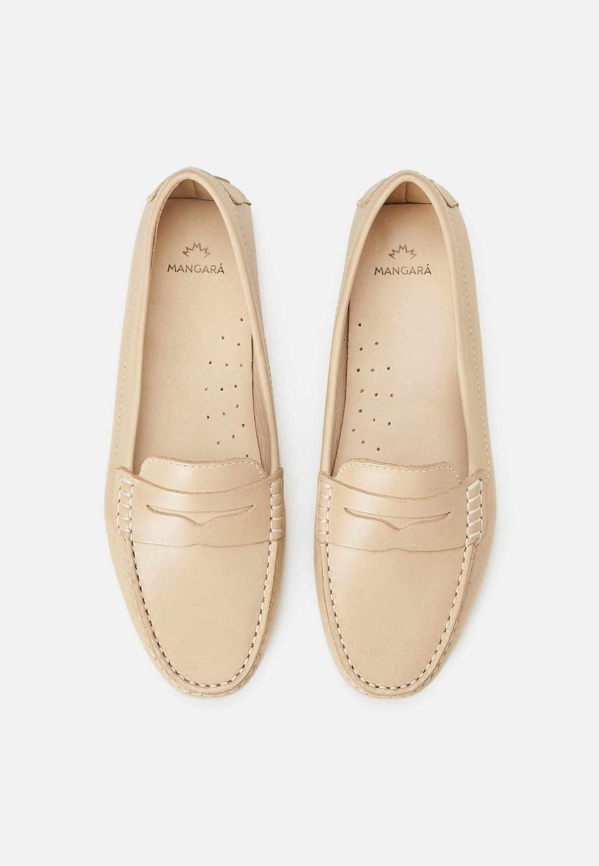 Angico Beige Leather Driving Loafers – Flat Penny Moccasins