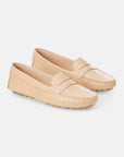 Angico Beige Leather Driving Loafers – Flat Penny Moccasins