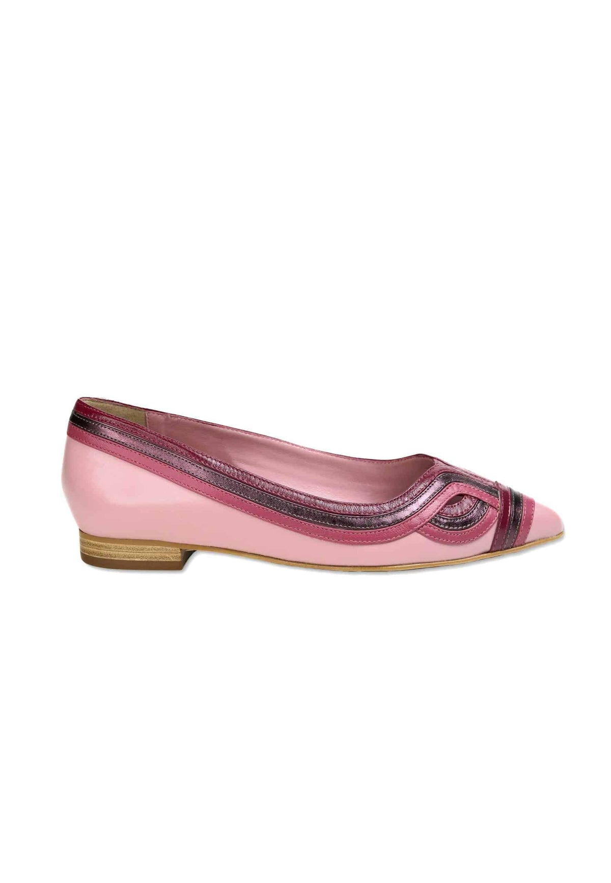 Begonia Pink Leather Ballerinas – Pointed Toe Flats