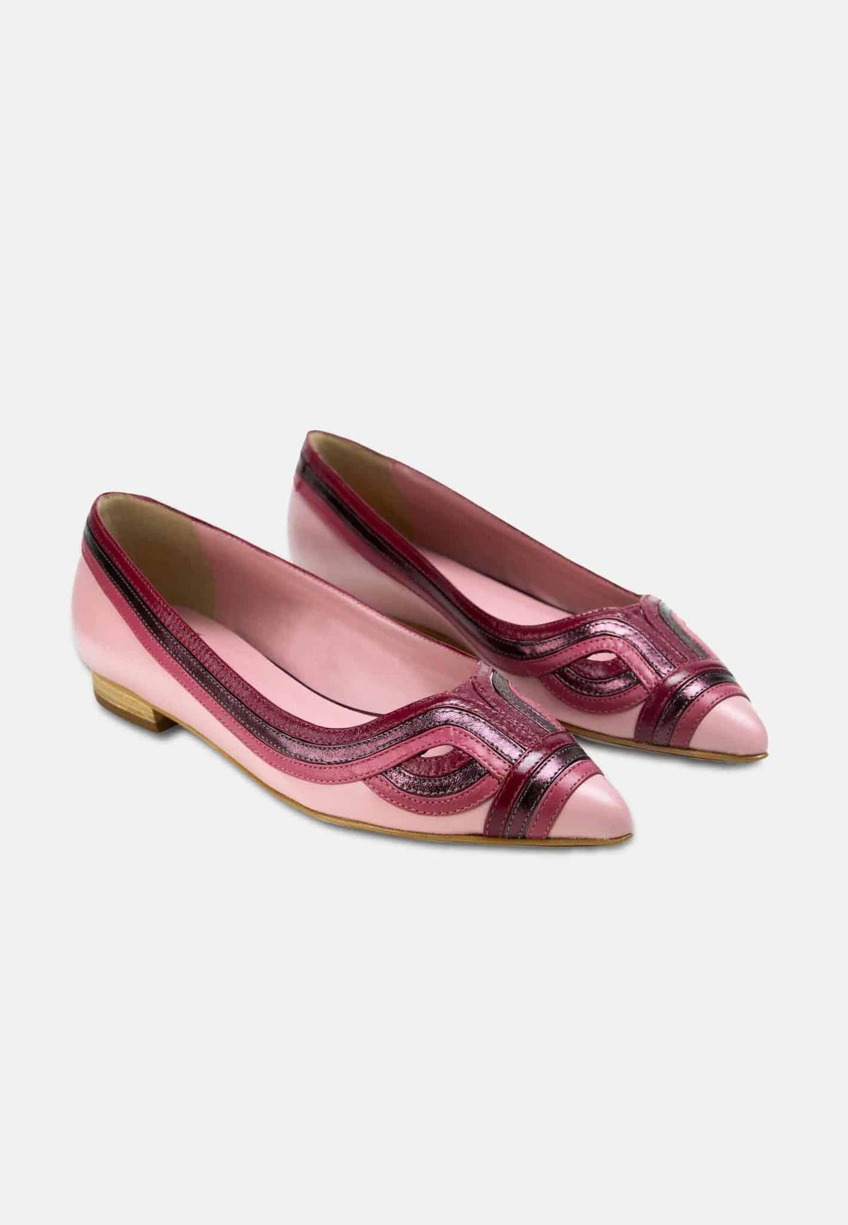 Begonia Pink Leather Ballerinas – Pointed Toe Flats