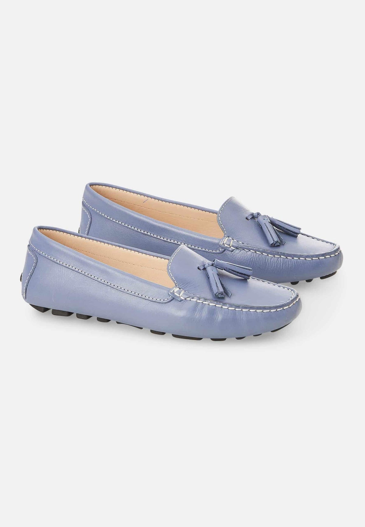 Caviúna Blue Calf Leather Tassel Loafers – Flat