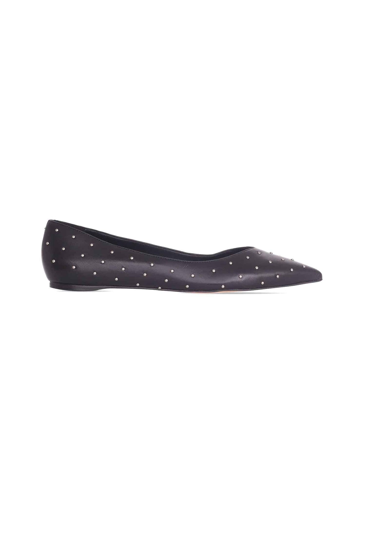 Hamelia Black Leather Ballerinas – Pointed-Toe Studs