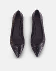 Hamelia Black Leather Ballerinas – Pointed-Toe Studs