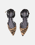Palmito Animal Print Calf Leather Flat Sandals – Pointed Toe
