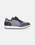 Womens Leather Sneakers in Grey Blue and Black