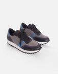 Womens Leather Sneakers in Grey Blue and Black